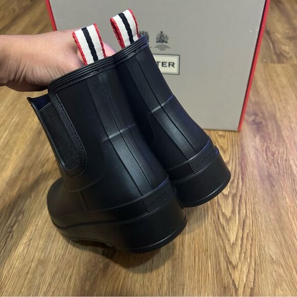 HUNTER black ankle rain boots booties shoes women’s 7 new in box - Picture 5 of 8